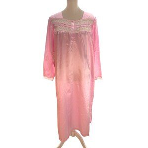Vintage Moon Dance Night Gown XL Pink w/Lace and Embroidery Cottagecore